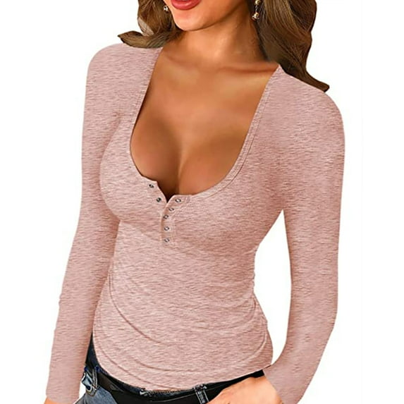 TYGHBN Fashion Women Solid Color Square Collar Long Sleeve Casual Blouse T-shirt Tops Shirts Long Sleeved Juniors Graphic Tops Medium Shirt Womens Too Long Sleeve Rayon Tops for Women Shirt for Women