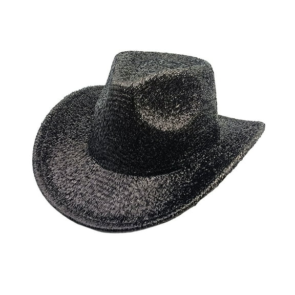 TYGHBN Gold Solid Color Fashion Stage Hat for Men and Women Party Festival Western Cowboy Hat Cow Girl Hats La Hat Women Cow Print Cowboy Hat Preppy Sparkly Cowboy Hat for Women Fringe Vest for Women