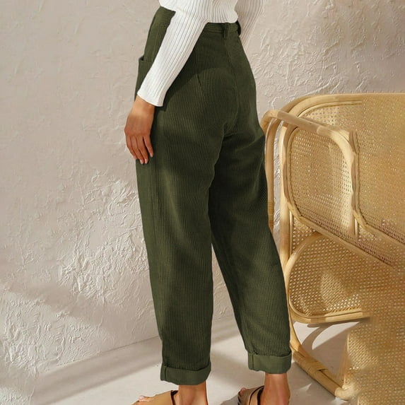 TYGHBN High Waist Casual Pants European and Solid Color Corduroy Loose Straight Pants Hiking Pants Women Loose Sweatpants Women Woman Sweat Pants Plaid Dress Pants for Women Business Casual Womens