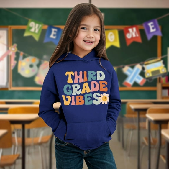 TYGHBN Kids Boys Girls Autumn WInter School Season Kindergarten Letter Printed Long Sleeve Hoodie Warm and Comfortable Tops Children's Clothing Hoodie Blanket 18 Months Boy Clothes Winter Jacket Baby