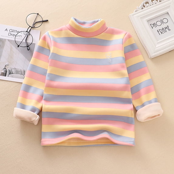 TYGHBN Kids Children Toddler Baby Boys Girls Long Sleeve Striped Casual Blouse Tops Pullover Outfits Clothes Undershirt Toddler Girl Toddler Undershirt Girls 4t Shirt Girls Ruffle Long Sleeve Shirt