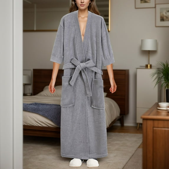 TYGHBN Ladies Absorbent Quick Drying Short Sleeved Robe Bathrobe Womens Robes plus Size 5x Ladies Fuzzy Robe Tan Robe Women Bathrobe Towel Material Kimonos for Women Robe Womens Robe with Hood 4x