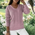 thumbnail image 1 of TYGHBN Ladies Autumn and Winter Long Sleeve Solid Color V Neck Slim Fit Fashion Knitted Pullover Sweater Top Chain Knit Sweater for Men Mint Cropped Sweatshirt Zip up Sweaters Soft Front Zip, 1 of 8