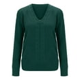 thumbnail image 1 of TYGHBN Ladies Autumn and Winter Long Sleeve Solid Color V Neck Slim Fit Fashion Knitted Pullover Sweater Top Quarter Zip Pullover Long Pullover Sweaters for Women plus Size Mens Sweat Shirts Soft, 1 of 9