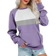 thumbnail image 1 of TYGHBN Ladies' Fashionable Casual Solid Color Printed Sports Shirt with Pocket Round Neck Long Sleeved Top Hooded Sweatshirt Hoodies Women Casual Sweatshirt Fall Clothes Women Fuzzy 3 Piece Knit, 1 of 4
