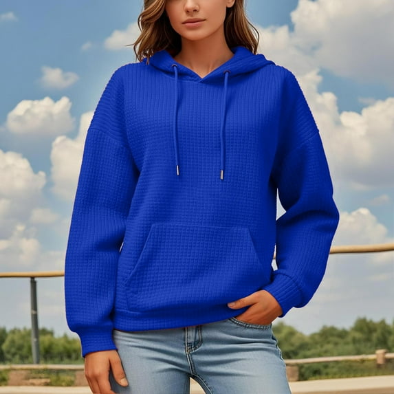 TYGHBN Ladies' Fashionable and Casual Solid Color Round Neck Long Sleeved Pocket Sweatshirt and Hoodie Athletic Womens Sweatshirt Hoodies Size Large Womens Sweatshirt Blank Womens Sweaters Zip Hoodie