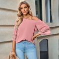 thumbnail image 1 of TYGHBN Ladies' Spring/Summer Casual Solid Color Metal Buckle Shoulder Top Women Running Long Sleeve Long Sleeves Athletic Wear for Woman Shirts for Women Pack Running Tops Short Sleeve Athletic Shirt, 1 of 3