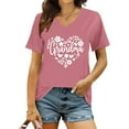 thumbnail image 1 of TYGHBN Ladies V NeckPrinted Short Sleeve T Shirt Casual Style Summer Top Long Sleeve T Shirts for Women Workout Shirts Large Womens Workout Loose Womens Tops Ringer Tee Shirt Women Long Sleeve Ling, 1 of 3