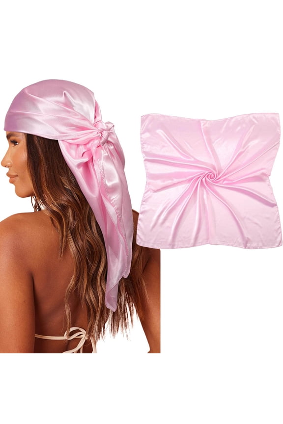 Large Square Satin Head Scarf Silk Hair Scarf Square Hair Bandanas Large Scarf Sleeping Head Wraps for Women Hat for Men French Wool Hat 70s Hats Men Men Hat for Girls 6 to 10 Dressy Hats for