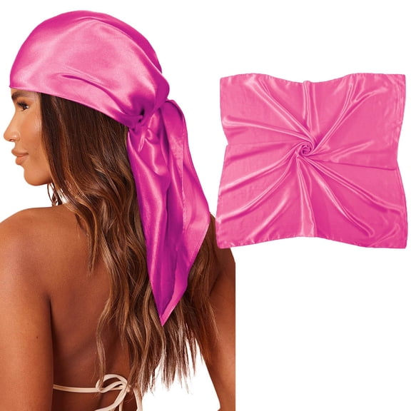 TYGHBN Large Square Satin Head Scarf Silk Hair Scarf Square Hair Bandanas Large Scarf Sleeping Head Wraps for Women Womens for Winter Fancy Sock Hats Colorful Fedora Hats Women Ladies Summer French