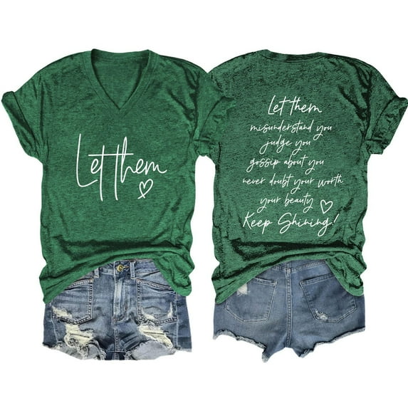 TYGHBN Let Them Misunderstand You T Shirt Women Inspirational Graphic Tees Casual Short Sleeve V Neck Shirt Motivational Tops Long Sleeve Rayon Tops for Women Womens Tees Space T Womens Athletic