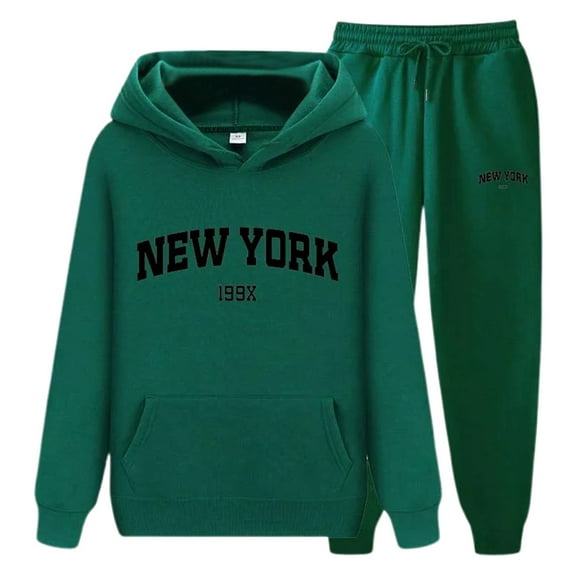 TYGHBN Letter Print Hoodie and Sweatpants Set for Couples Unisex New York Theme Casual Wear Comfortable & Stylish Tracksuit with Womens Athletic Pullover Hoodies Women Hooded Pullover Sweatshirt