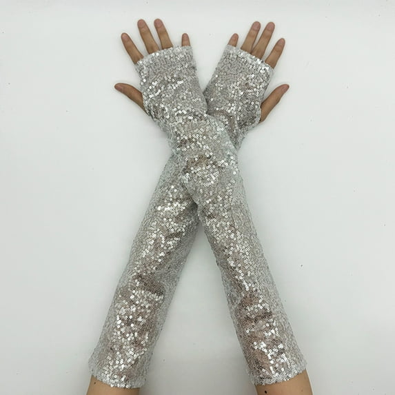TYGHBN Long Fingerless Sequins Reflective Gloves Gloves Stage Gloves Nightclub Gloves Mittens for Women Cold Weather Heated Winter Gloves Mittens Men Winter Warm Gloves Mittens for Women Cold Weather