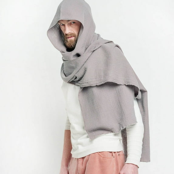 TYGHBN Men Women Hooded Scarf Winter Scarf Crinkle Vintage Soft Scarf Vintage Scarf Turtle Neck Warmer Thin Neck Gaiters for Women Neck Warmers Ski Caps for Men Fr Neck Gaiter Winter Satin Scarf for