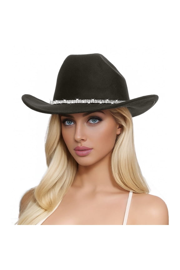 Men's and Women's Woolen Hats Western Cowboy Top Hat Three Of Rhinestones Tall Hat Female Cap Gardening Hat Women Boy Beach Hat Womens Fedoras Vent Hats for Men Solar Fan Track Hats for Women