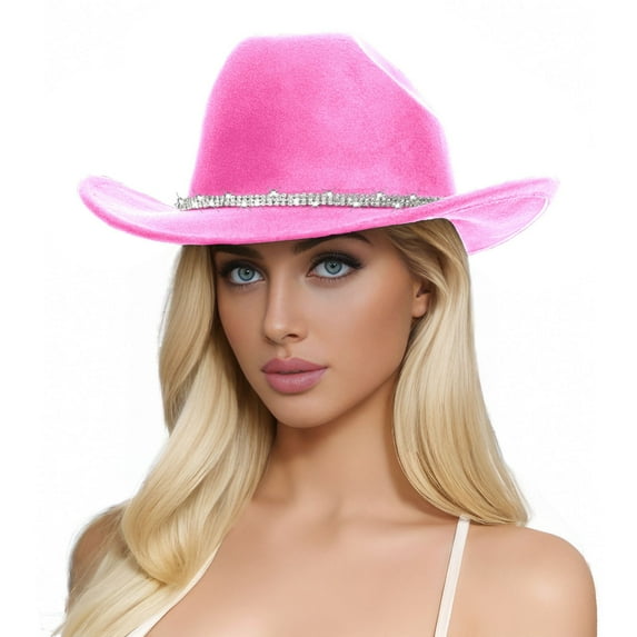 TYGHBN Men's and Women's Woolen Hats Western Cowboy Top Hat Three Of Rhinestones Tall Hat Female Cap Gardening Hat Women Boy Beach Hat Womens Fedoras Vent Hats for Men Solar Fan Track Hats for Women