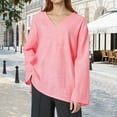 thumbnail image 1 of TYGHBN New Women's Casual and Loose Fashion Long Sleeved and Linen Solid Color Retro V Neck Pullover Shirt Soft Shirt Women Stretch Shirts Women New Day Shirt Shirts Women for Loose Womens Athletic, 1 of 7