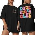 thumbnail image 1 of TYGHBN Plus Size Women's Club Letter Print T Shirt Cute Top Casual Graphic Tee Long Sleeve Women Running Shirt Wide Stripe Shirt Women Compression Shirts Womens Neck Tops Stretch Short Womens Short, 1 of 6