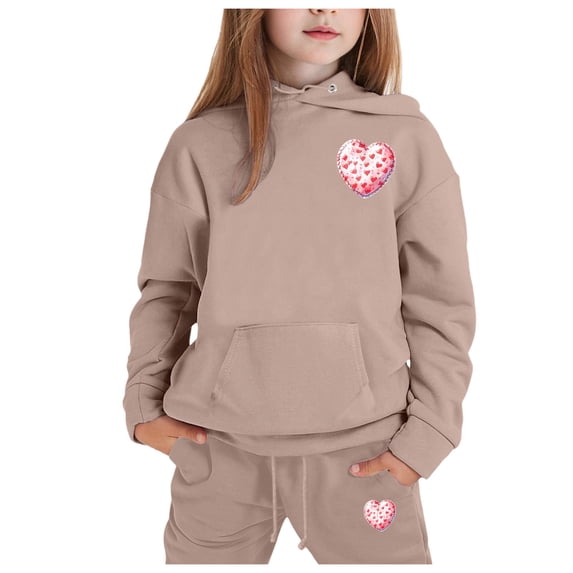 TYGHBN Reindeer Girls' Hoodie Set Children's Two Piece Set Medium and Small Children's Solid Color Long Sleeved Hoodie and Sweatpants Uncle Niece Baby Clothes Baby Fit New Born Girls Clothes Baby