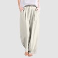 thumbnail image 1 of TYGHBN Retro Embroidered Linen Wide Leg Pants for Women Summer Casual Trousers with Comfortable Draping Style Casual Pants Women Winter Womens Casual Pants plus Women Athletic Pants with Pockets, 1 of 5
