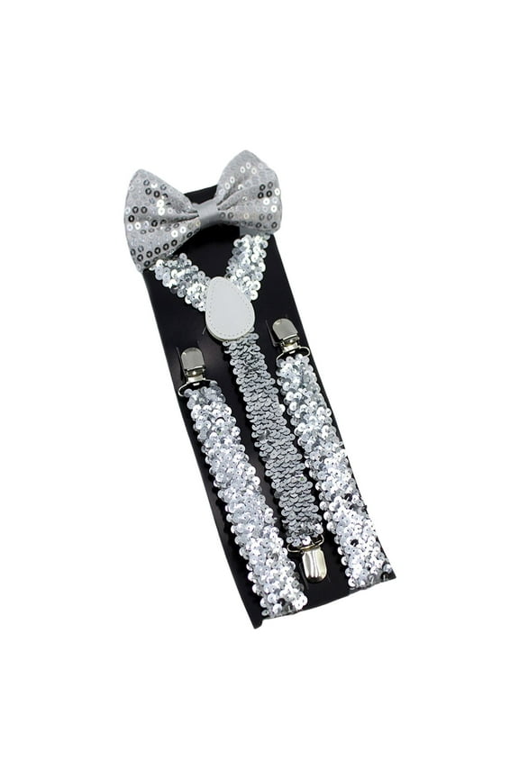 Sequins Straps with Bow Set Stage Performance Adjustable Elastic Elastic Back Straps Suspender Belt Work Suspenders for Women Suspender Clips Heavy Duty Fits 2" Material Ski Racing Suit Boys