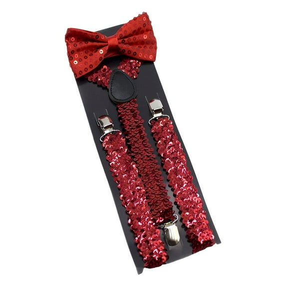 TYGHBN Sequins Straps with Bow Set Stage Performance Adjustable Elastic Elastic Back Straps Suspender Belt Womens Suspenders for Snow Pants Metal Suspender Clips Work Belt Suspenders Heavy Duty Men