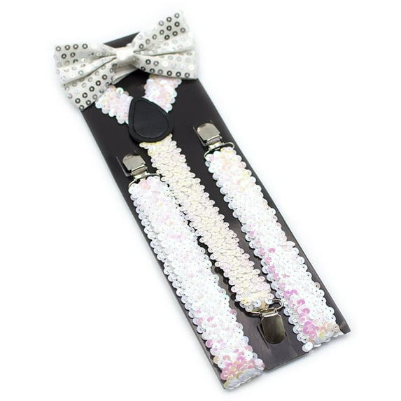 TYGHBN Sequins Straps with Bow Set Stage Performance Adjustable Elastic Elastic Back Straps Suspender Belt Work Suspenders for Women Suspender Clips Heavy Duty Fits 2" Material Ski Racing Suit Boys