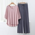 thumbnail image 1 of TYGHBN Sets for Women 3/4 Length Sleeve V Neck Summer Tops Elastic Waist Wide Leg Pants Summer Outfits Women Pajamas Set Long Sleeve Long Sleeve Pajama Tops for Women Velour Pajamas for Women Women, 1 of 3