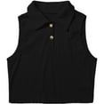 thumbnail image 1 of TYGHBN Short Length Buttoned Collar Ribbed Sleeveless Vest for Women Muscle Tops for Women Knit Top Women Active Graphic Tops for Women 3xl Womens Tops and Top Women Berry Top Women Birthday Top for, 1 of 6