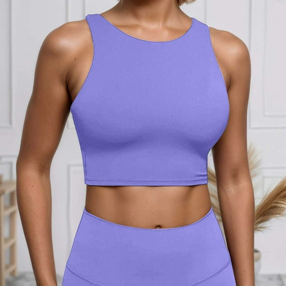 TYGHBN Sports Bras for Women Supportive Longline High Neck Sports Bra Push Up Workout Built In Bra Crop Tank Tops Sleeveless Top Long Crop Top Set Women 1x Womens Tops Distressed Top Women 6x Top 2xl