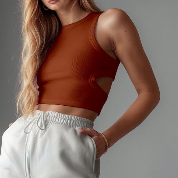 TYGHBN Stylish Women's Tanks and for Everyday and Casual Wear Sleeveless Hollow Out Design for Summer with Jeans and Sports Pants Athletic Crop V Neck Camisole Women Baseball Mom Tops for Women 25th