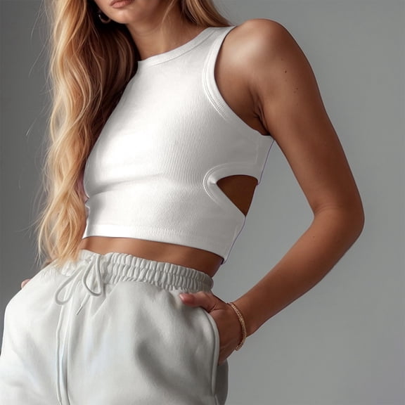 TYGHBN Stylish Women's Tanks and for Everyday and Casual Wear Sleeveless Hollow Out Design for Summer with Jeans and Sports Pants Athletic Crop V Neck Camisole Women Baseball Mom Tops for Women 25th