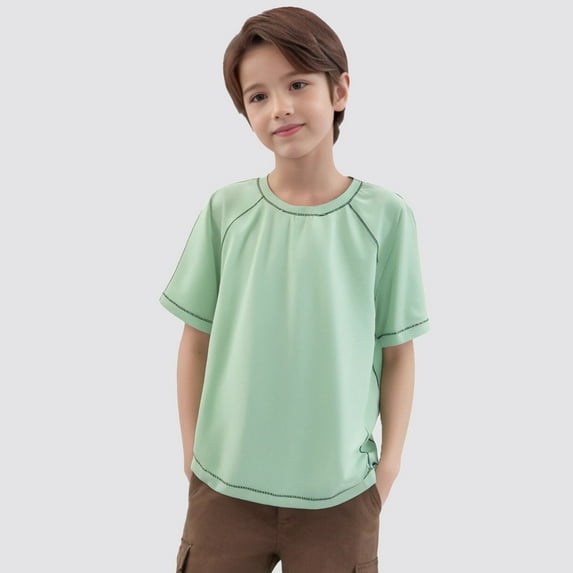 TYGHBN Summer Boys' Medium Sized Breathable Mesh Solid Color Quick Drying Short Sleeved T Shirt Long Sleeves Shirt for Boys Tops for Toddler Boys Toddler Muscle Shirt Short Sleeve Tee Undershirt Boys