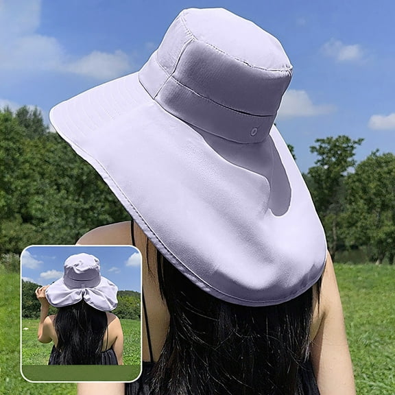 TYGHBN Summer Wide Brim Sun Hat with Cape for Women Solar Roller Hat Semi Visor Hiking Hat for Men Foldable Floppy Hat Big Summer Hats for Women Womens Beach Hat Large Head Size Large Beach Hat Hot