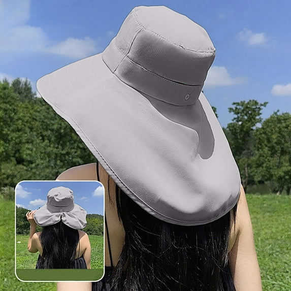 TYGHBN Summer Wide Brim Sun Hat with Cape for Women Solar Roller Hat Semi Visor Hiking Hat for Men Foldable Floppy Hat Big Summer Hats for Women Womens Beach Hat Large Head Size Large Beach Hat Hot