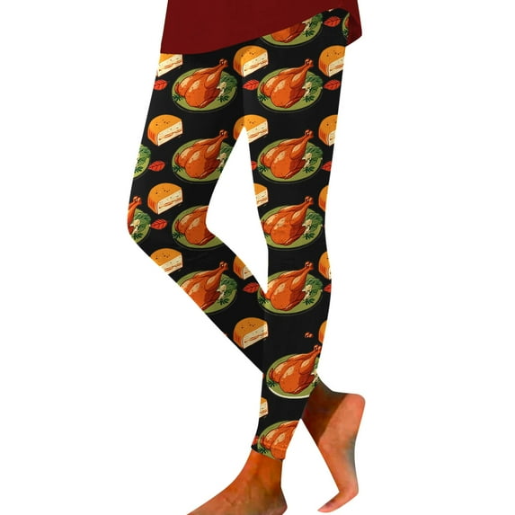 TYGHBN Thanksgiving Turkey Pumpkin Print High Waisted Tight Comfortable Breathable Sports Leggings for Women Thin Leggings for Women Women Briefs Underwear High Waist Shorts for Women Yoga Shorts