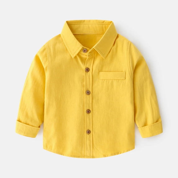 TYGHBN Toddler Boys Girls Long Sleeve Casual Solid Gentleman Tops Holiday Shirts T Shirt Kids Undershirts Children Place Boys Sleeve Boy Boy Sleeveless Shirt Boys Shirt Set Polyester Shirt Boys Kids