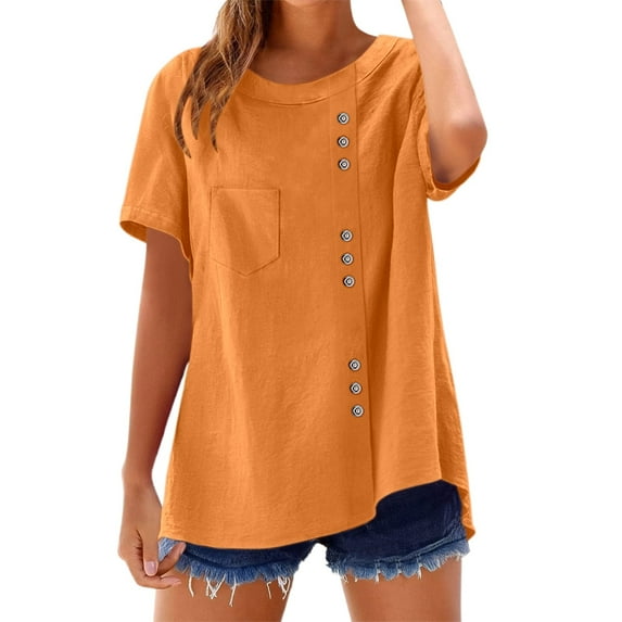 TYGHBN Trendy Women's T Shirts Casual Round Neck Top for Everyday Wear for Summer Easy To Pair with Jeans Or Casual Pants Womens Short Sleeve Athletic Tops Shirt Pack for Women Womens Shirts Long