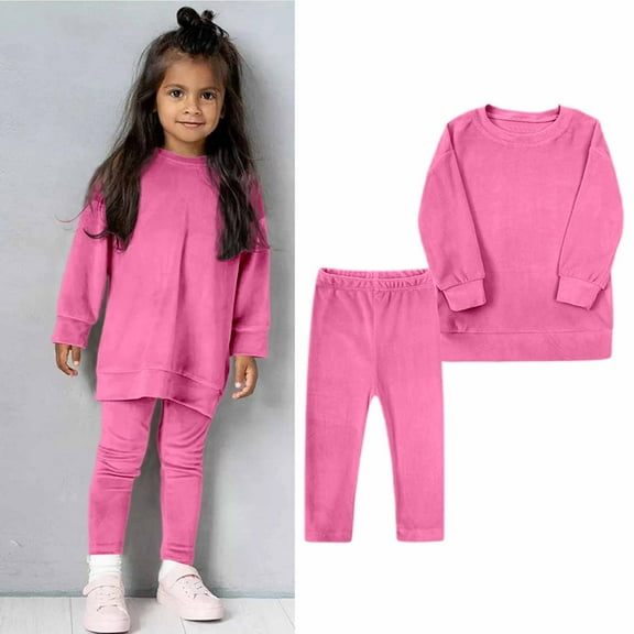 TYGHBN Velvet Two Piece Set for Girls Autumn Winter Casual Outfit for Kids Soft and Stylish Baby Clothes 5 Piece Set New Born Baby Items Toddler Outfit Girls Baby Girl Short Sleeve Outfits Baby Girl