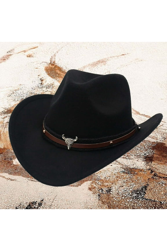 Western Cowboy Style Hat Jazz Bowler Hat Cow Head Decoration Ethnic Style Hat Fruit Hat Adult Cowboy Western Cowboy Head over Boots Sign Cow Boy Hats Western Hats 7 1/8 Cow Print Cowboy Hat