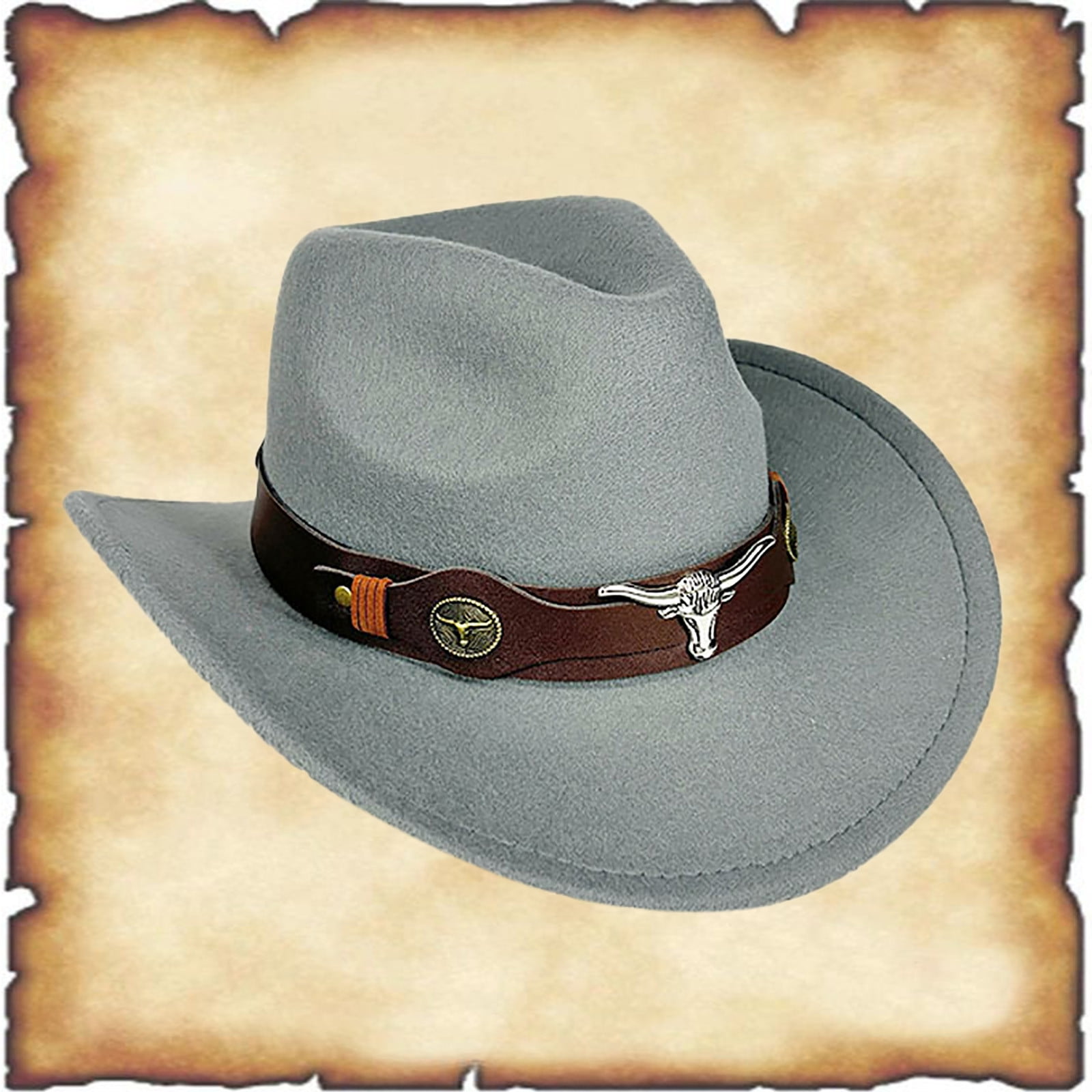 TYGHBN Western Style Cowboy Hat with Cow Head Decoration Outdoor Outing ...