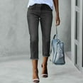 thumbnail image 1 of TYGHBN Women Fashion Capri Jeans Stretchy Distressed Hem Washed Straight Leg Denim Pants Womens Pants Casual plus Size Pants for Women plus Size Work Casual with Pockets Womens Flax Pants Business, 1 of 5