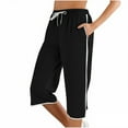 thumbnail image 1 of TYGHBN Women Fashion Solid Comfortable Casual Mid Waist Sport Pants Women's Casual Pants Suit Womens Pants Casual Trouser Paper Bag Pants Elastic Pants Women Casual Short Straight Leg Beach Comber, 1 of 5