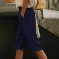 thumbnail image 1 of TYGHBN Women Fashion Solid High Waist Pocket Button Casual Capri Pants Leggings Flare Tan Linen Pants Women plus Size Women Pants Casual Casual Pant Suits for Women plus Size 3 Women's Pants Casual, 1 of 4