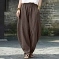 thumbnail image 1 of TYGHBN Women Fashion Solid Pocket Casual Loose Pants Spliced High Waist Trousers Womens Casual Dress Pants Elastic Waist Harem Pants for Women Beach Cover up Pants for Women Womens Casual Pants Size, 1 of 4