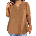 thumbnail image 1 of TYGHBN Women Fashion Top Color Block Gradient Print V Neck Top Shirt Short Sleeve Shirt Casual Loose Top Blouse Wide Stripe Shirt Long Sleeve Shirt Plain Women Short Sleeve Shirts for Woman Long, 1 of 6