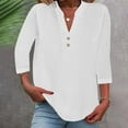 thumbnail image 1 of TYGHBN Women Fashion V Neck Point Sleeve Button Casual Comfortable Top Dark Shirt Women Loose Tops Summer Medium Sleeve Women Tops Womens Long Sleeve T Shirt Tops Womens Short Sleeve T Shirts Casual, 1 of 5