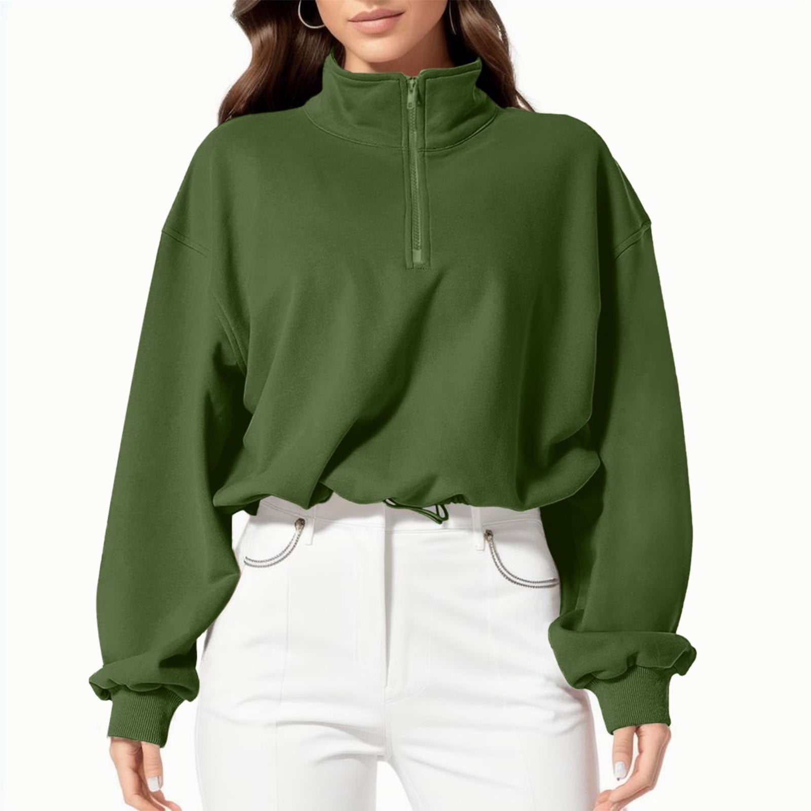 Dove Grey Half Zip High Neck Crop Sweat | Athleisure | PLT IRE