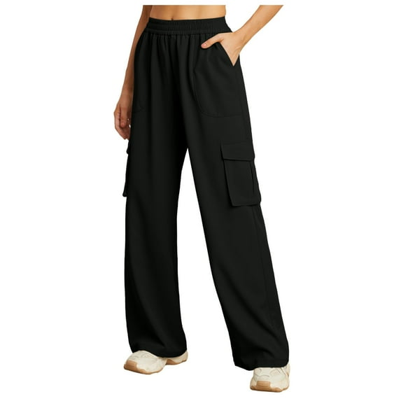 TYGHBN Women High Waisted Casual Wide Leg Womens Cargo Pants Baggy Cargos Pants with Pockets Summer Pants Crop Leggings with Pockets for Women Seamless Leggings for Women Workout plus Size Disposable