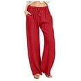 thumbnail image 1 of TYGHBN Women High Waisted Wide Leg Pants Fashion Drawstring Elastic Trousers Comfy Straight Leg Long Pants with Pockets Straight Leg Sweatpants Soft Pants for Women Casual Pant Suits for Women Casual, 1 of 5